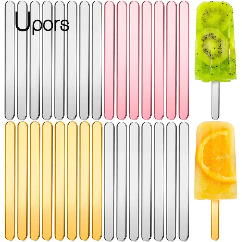 UPORS Reusable Ice Cream Sticks Acrylic Popsicle Sticks Creamsicle Cakesicle Cake Candy Pop Sticks Ice Lollies DIY Crafts