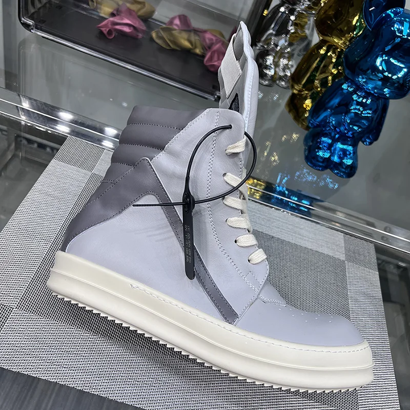 Casual Shoes Men High Top Genuine Leather Trainers Women Geobasket Jumbo Lace Up Designer Sneaker Flats Ankle Boots casual sneakers