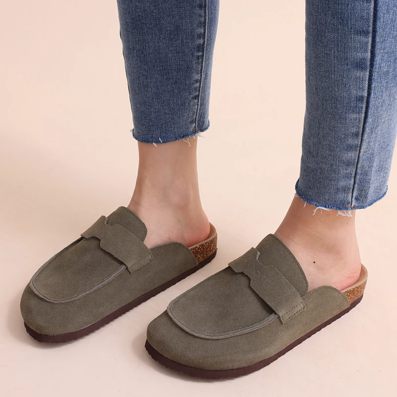 Shevalues Klassische Hausschuhe aus Kork mit Fußgewölbeunterstützung, Outdoor-Strandschuhe, modische Clogs, Hausschuhe für Damen, Kuh-Wildleder-Kork-Hausschuhe – Detail 12