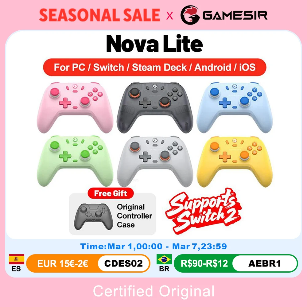 ГеймпадыGamesirNovaLiteдляПКдляNintendoSwitch2,переключательконтроллераSteam,AndroidiOS,iPhone,джойстиксэффектомХолла-AliExpress44