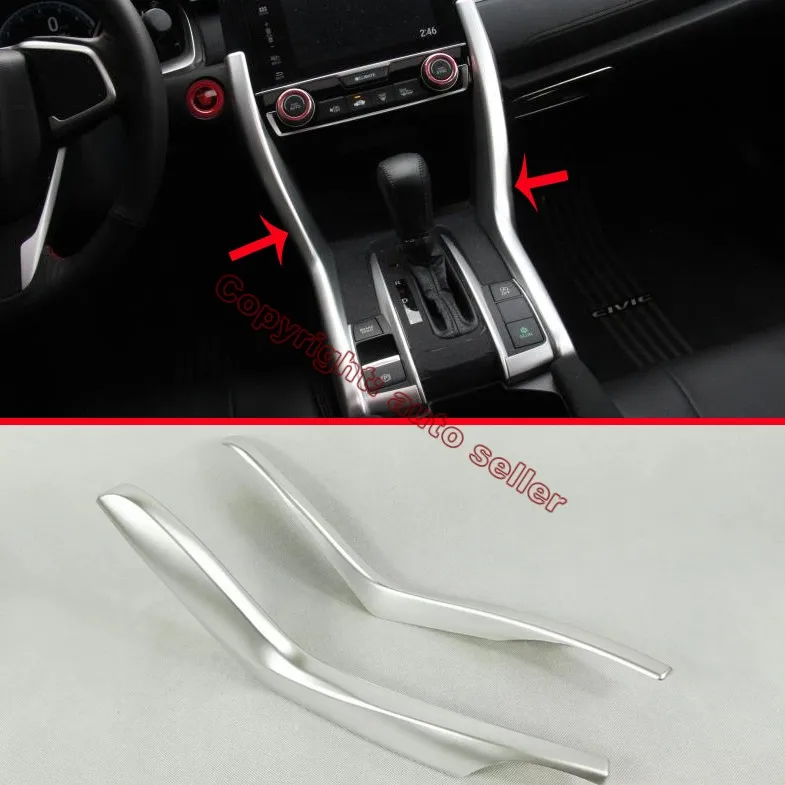 

ABS Pearl Chrome Interior Gearshift Knob Around Trim For Honda Civic 2016 2017 Car Accessories Stickers