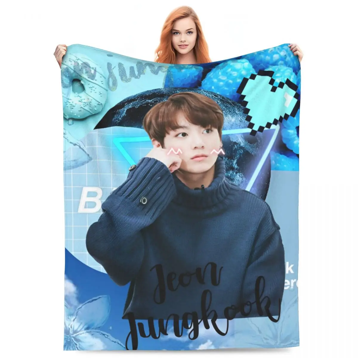 

Одеяло Jeon Jung-Kook Kpop, Фланелевое многофункциональное супертеплое покрывало с принтом, покрывало для кровати, путешествий