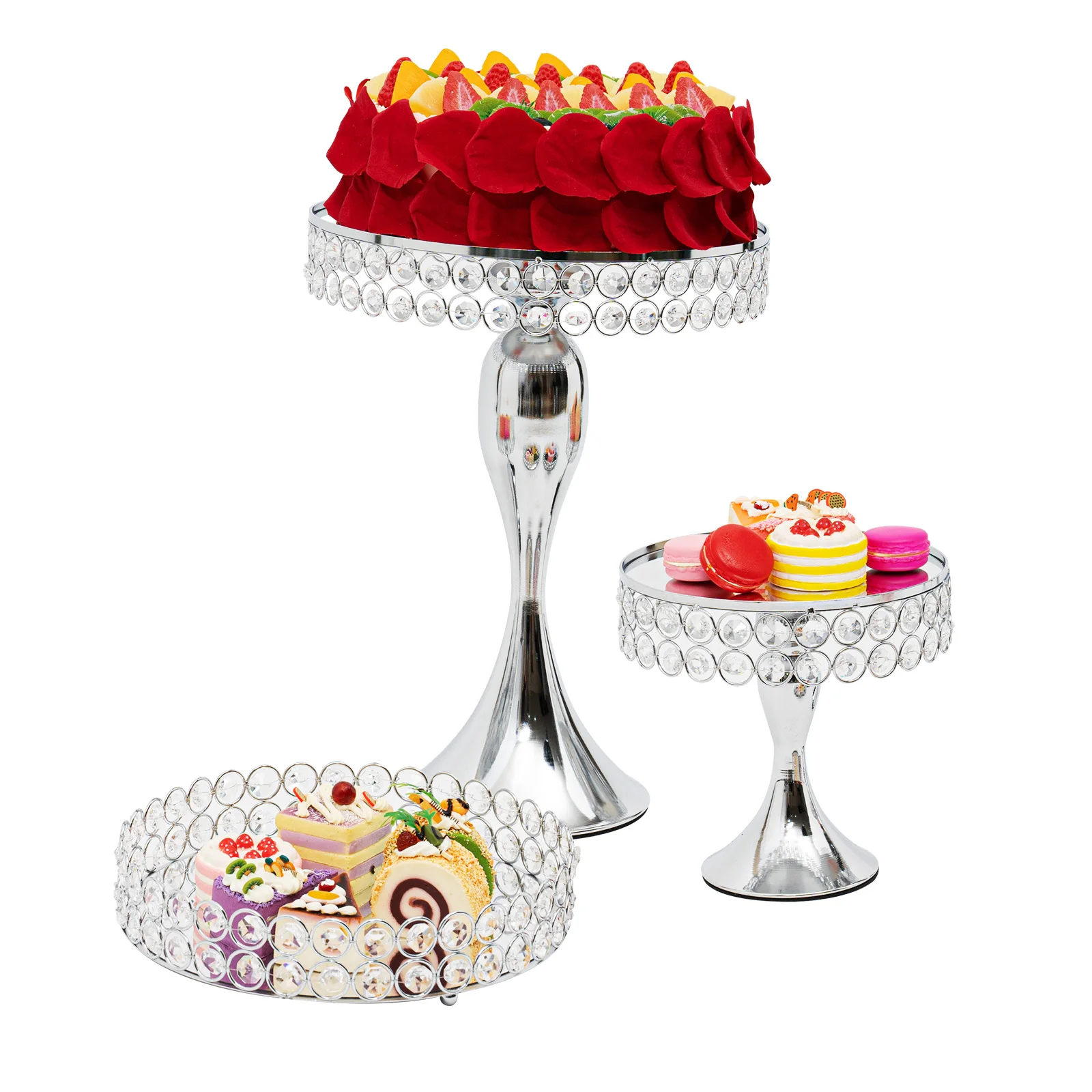 11PCS Sliver Cupcake Metal Cake Stand Table Dessert Stands Set for Birthday Party
