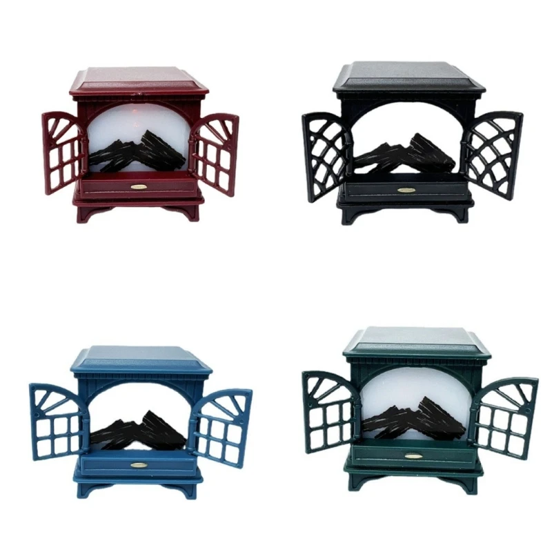 1:12 인형 집 미니어처 가구 거실 플라스틱 벽난로 LED 조명 인형 집 침실 카페 드롭 배송