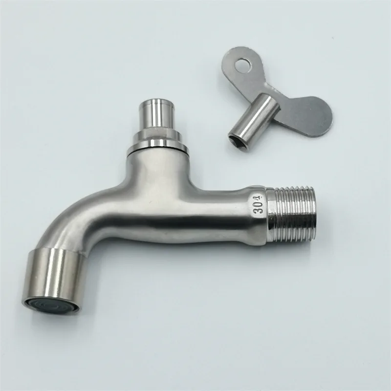 1PC Cast Bibcock 304 Stainless Steel Slow Opening Washing Machine Faucet Mop Pool Tap Wall Mount Thread G1/2'