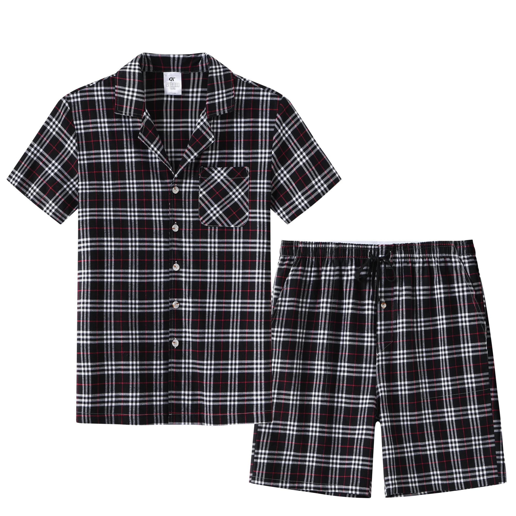 Men Summer Short Pajama Set 2Pcs Cotton Breathable Crop Pajama Short Sets Bottoms & Tops Cozy Suit for Home Outdoor pajama sets