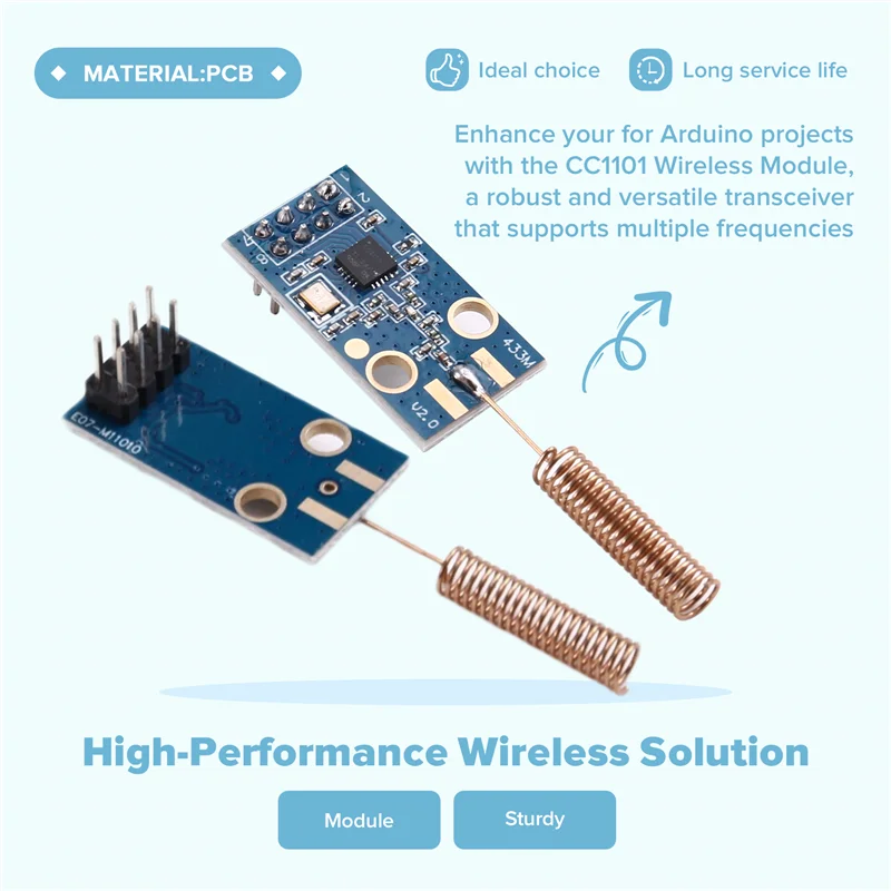 【HOT A69Z】2Pcs CC1101 무선 트랜시버 모듈 433Mhz 거리 전송 보드 무선 트랜시버 모듈