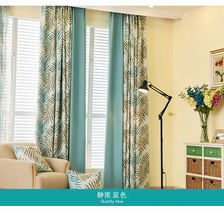 Explosive High-precision Splicing Printing High Shading Curtains for Living Dining Room Fresh Green Bedroom Windows Good Quality