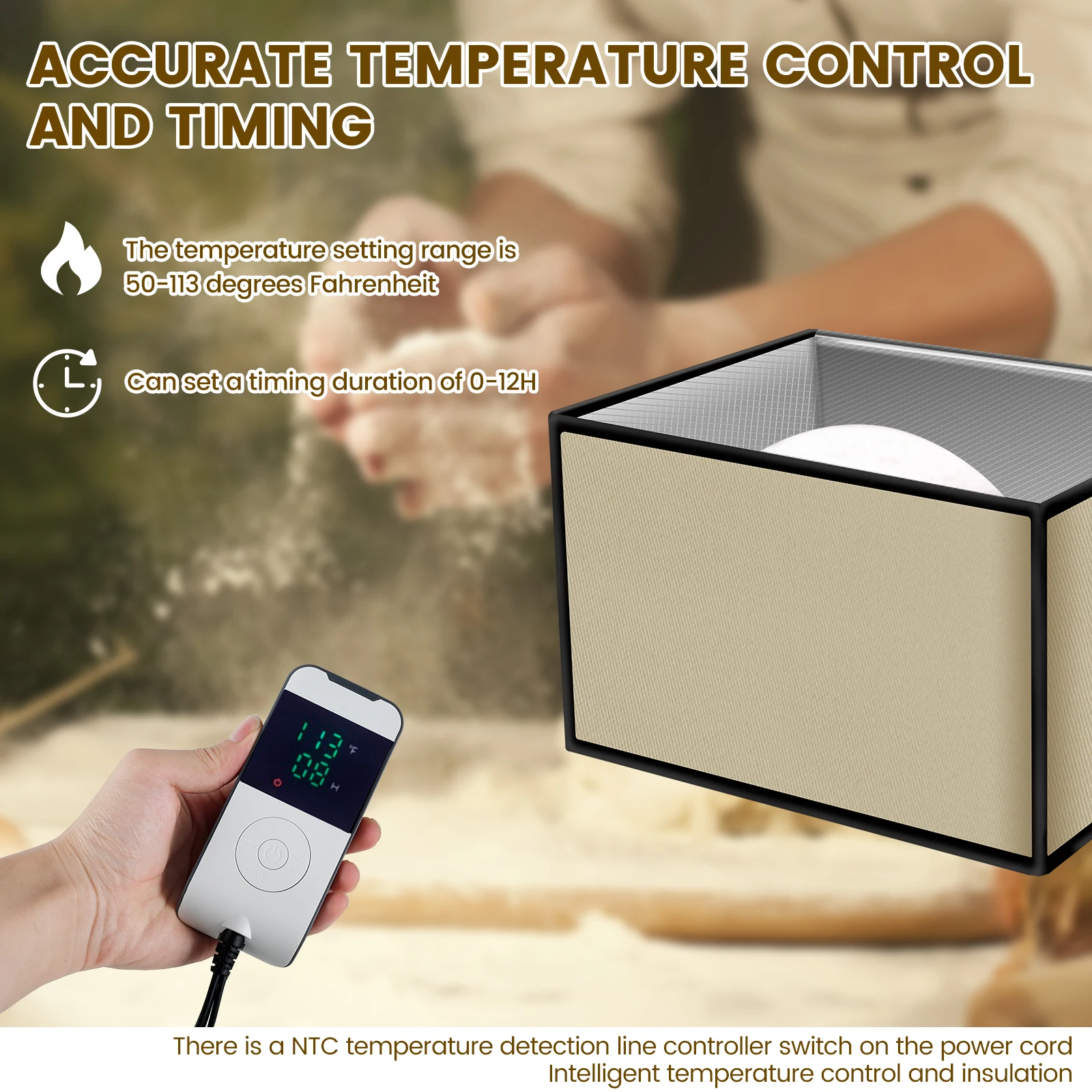 Dough Proofer with Heater Temperature Control Bread Dough Proofing Box Timing Proofer Collapsible Proofing Box