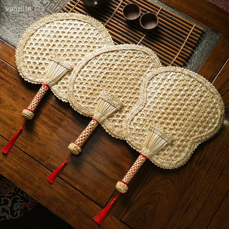 vanzlife Hand-Woven Fan Chinese Men's and Women's Summer Portable Palm-Leaf Antique mai jie cao Small | Дом и сад