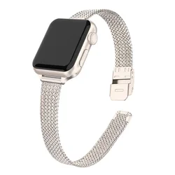 Elevate Your Style: Premium Stainless Steel Milanese Bracelet Strap for 38mm 40mm 41mm (Starlight)