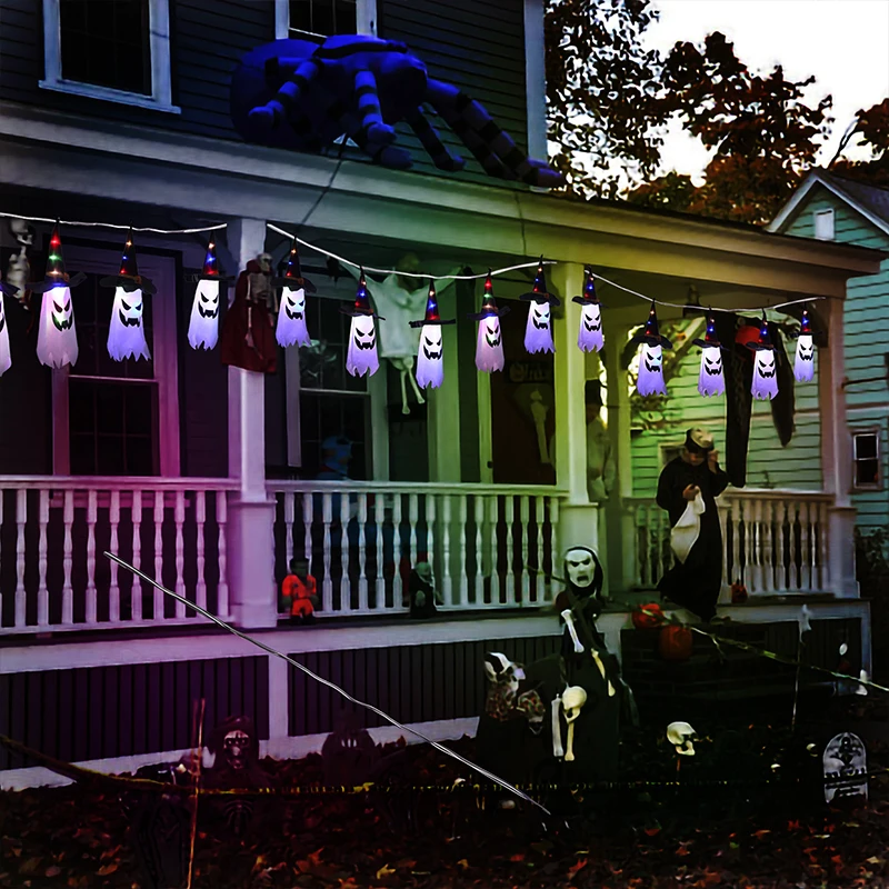 Halloween Lights,11.5ft Battery Operated 5 Ghost Led String Lights Halloween Decorations, for Indoor Outdoor Home Party Decor 4