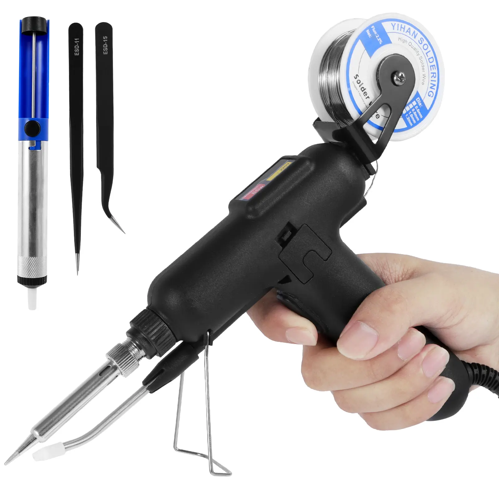 

Electric Soldering Iron Kit 80W Safe Soldering Welding Tool Portable Soldering Repair Tool with Tweezers and Tin Wire