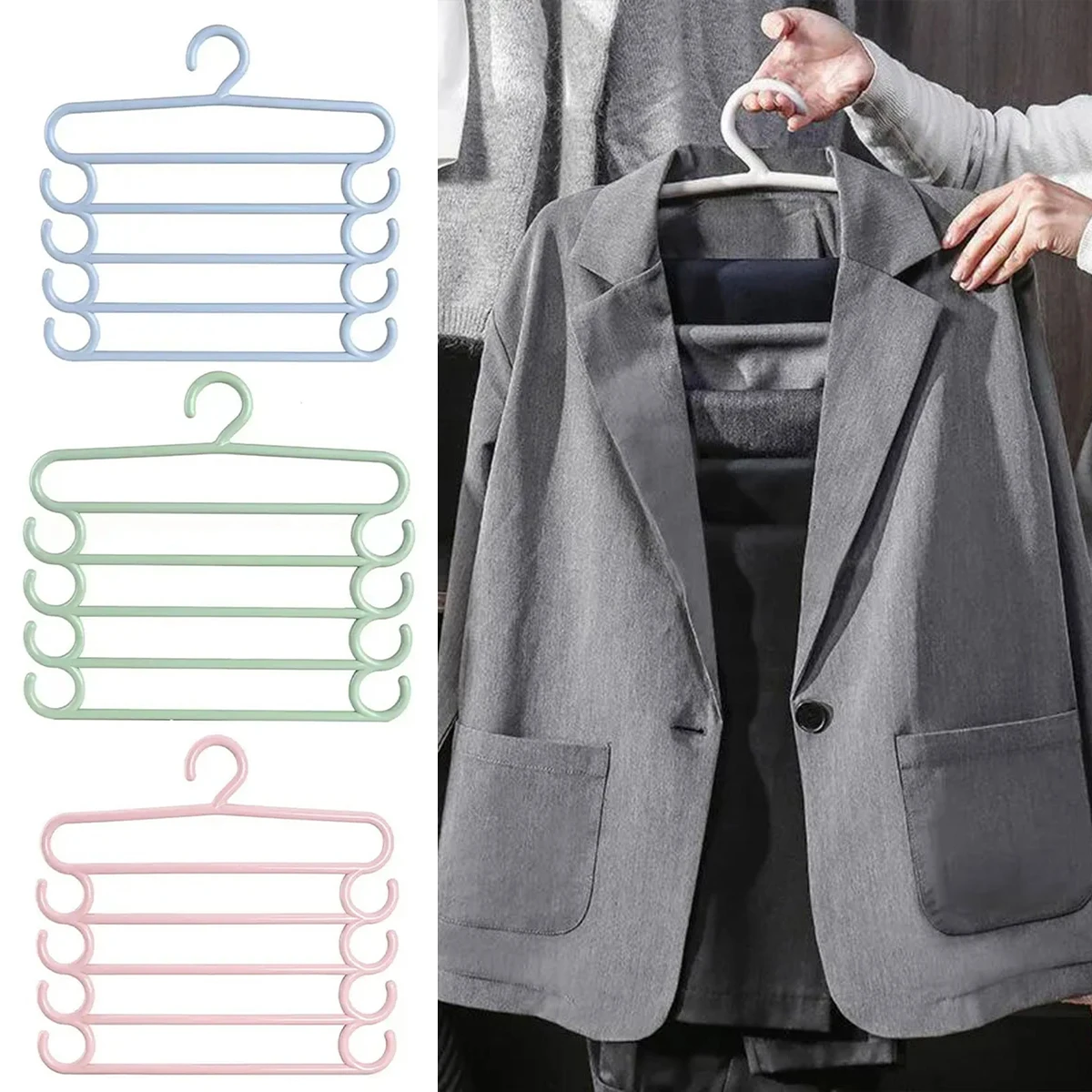 5 Layers Clothes Hangers Trousers Pants Hangers Towel Scarfs Racks Closet Storage Organizers Clothes Storage Organization 3