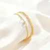 Bracelet en acier inoxydable en forme de cœur et de Zircon pour femmes et hommes, ensemble de bijoux imperméable Simple de couleur or, cadeau pour Couple amoureux, 2 pièces