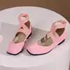Girseaby Brand Ladies Flats Square Toe Low Heels 3cm Ankle shoes Strap Solid Concise Female Ballet Shoes Big Size 46 47 48 5