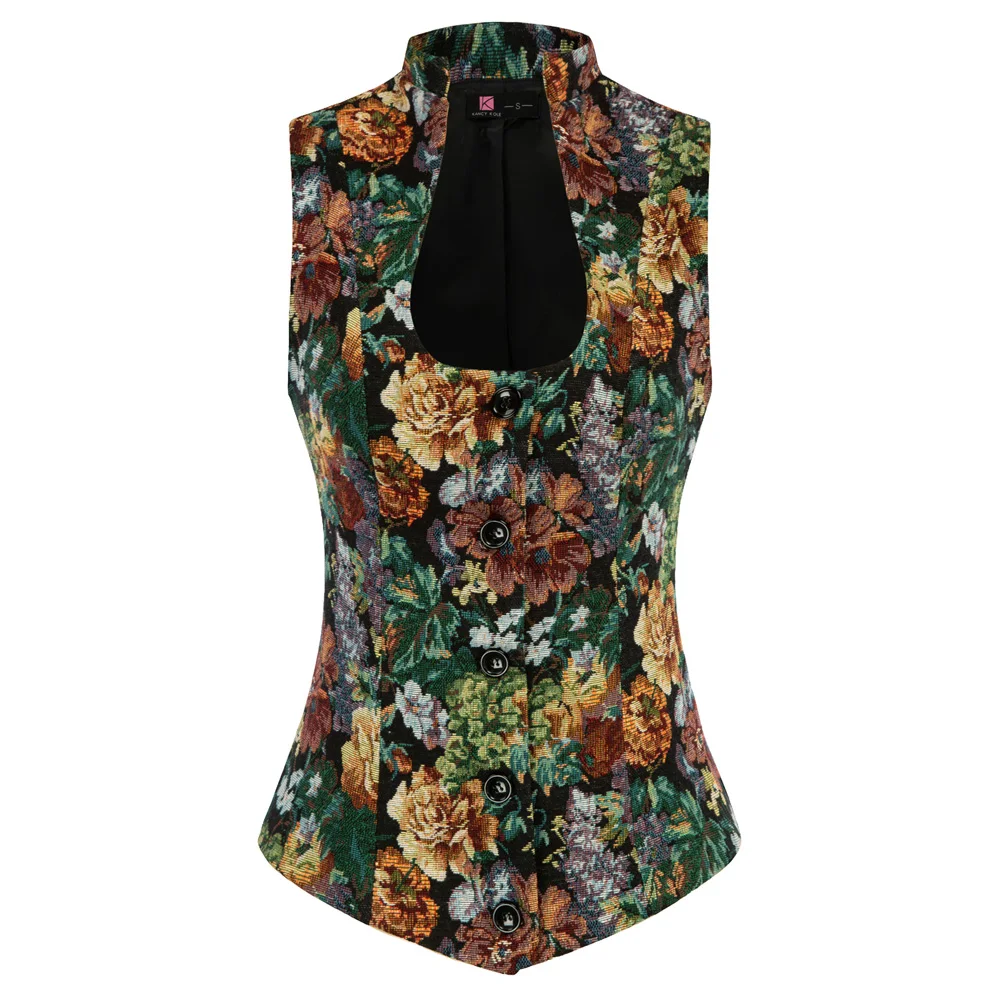 KK Women's Fully Lined Vest Formal Business Dress Suits Button Down