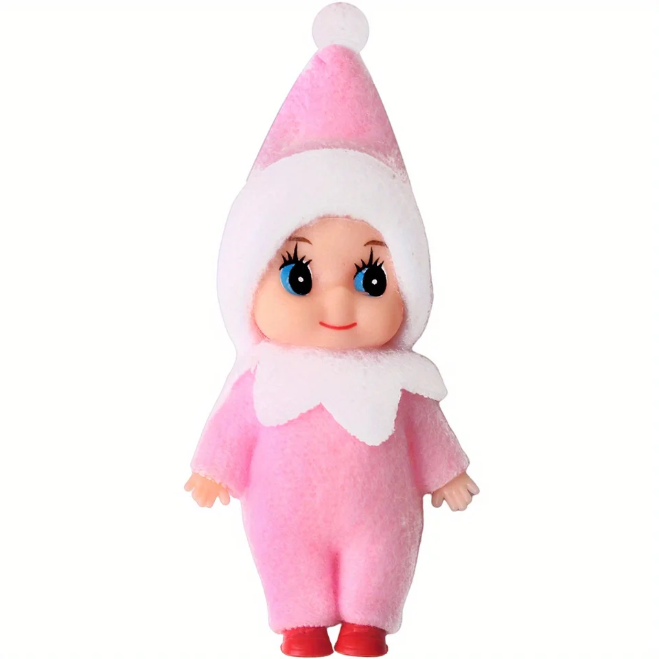 Hileyu 3 Pezzi Bambole Elfo Di Natale, Baby Elfo In Tessuto Oxford, Rosso Verde Rosa, 8 Cm, Per Calze Della Befana E Decorazioni - 5