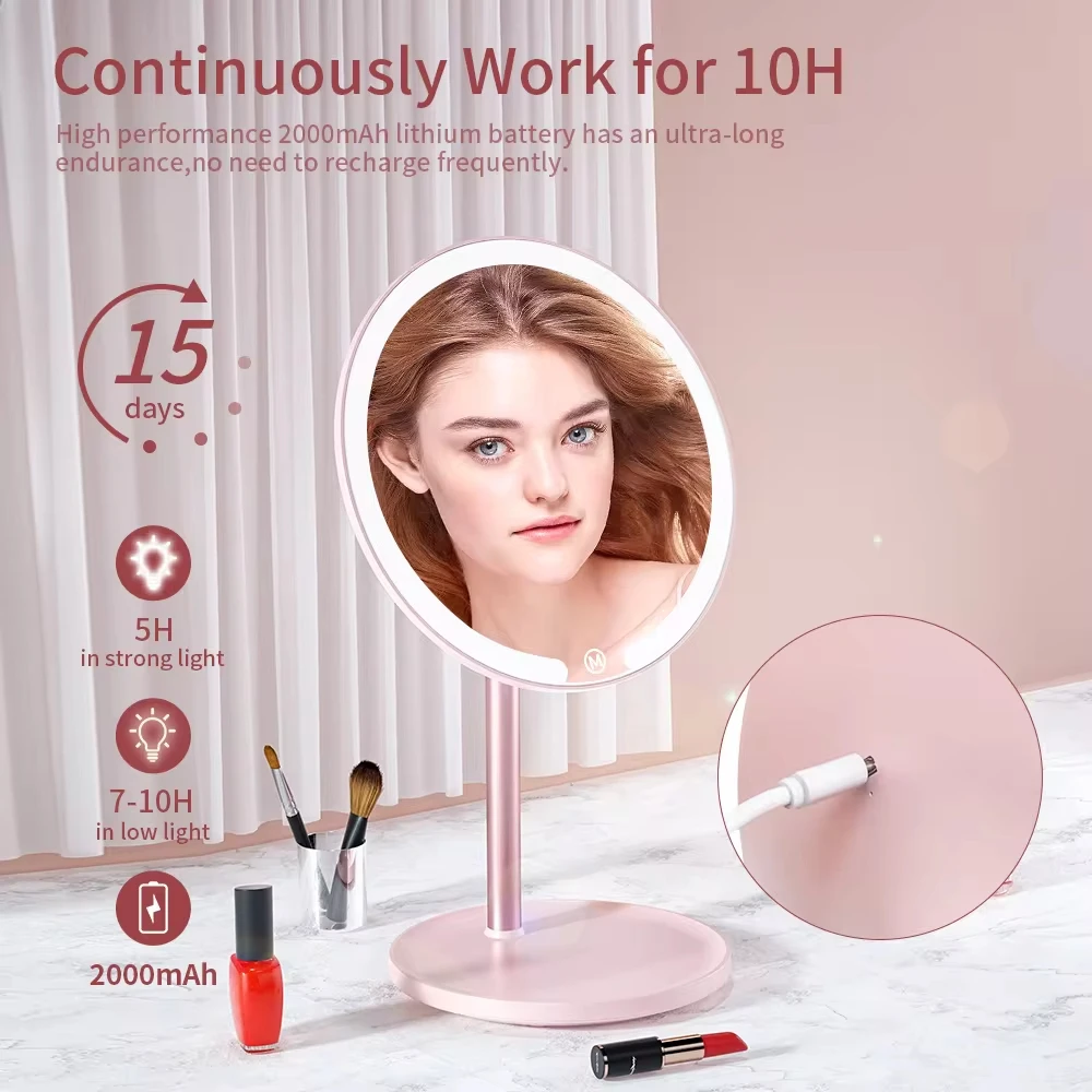 Description Picture 5 of itemTouch Screen Large Tabletop Lighted Makeup Mirror Vanity Mirror With Lights Usb Charging Power Supply