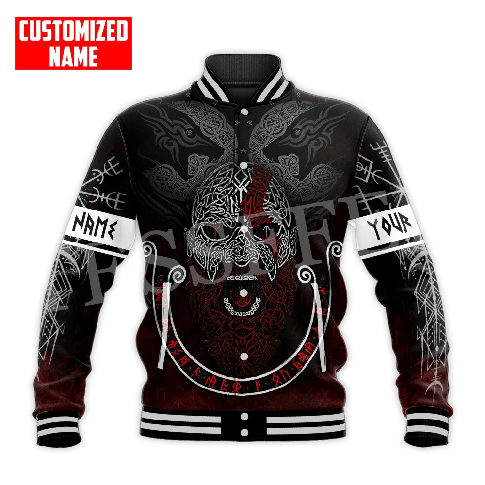 Newest Wolf Fenrir Odin Nordic Warrior Mythology Tattoo Retro 3DPrint Men/Women Harajuku Casual Button Coat Baseball Jacket X6