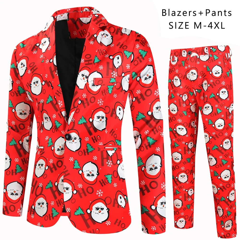 

2023- Blazer for Men (Blazer+ Trousers) Fashion Business Gentleman 3D Print Hosting Europe and America Casual Slim 2 Piece Set