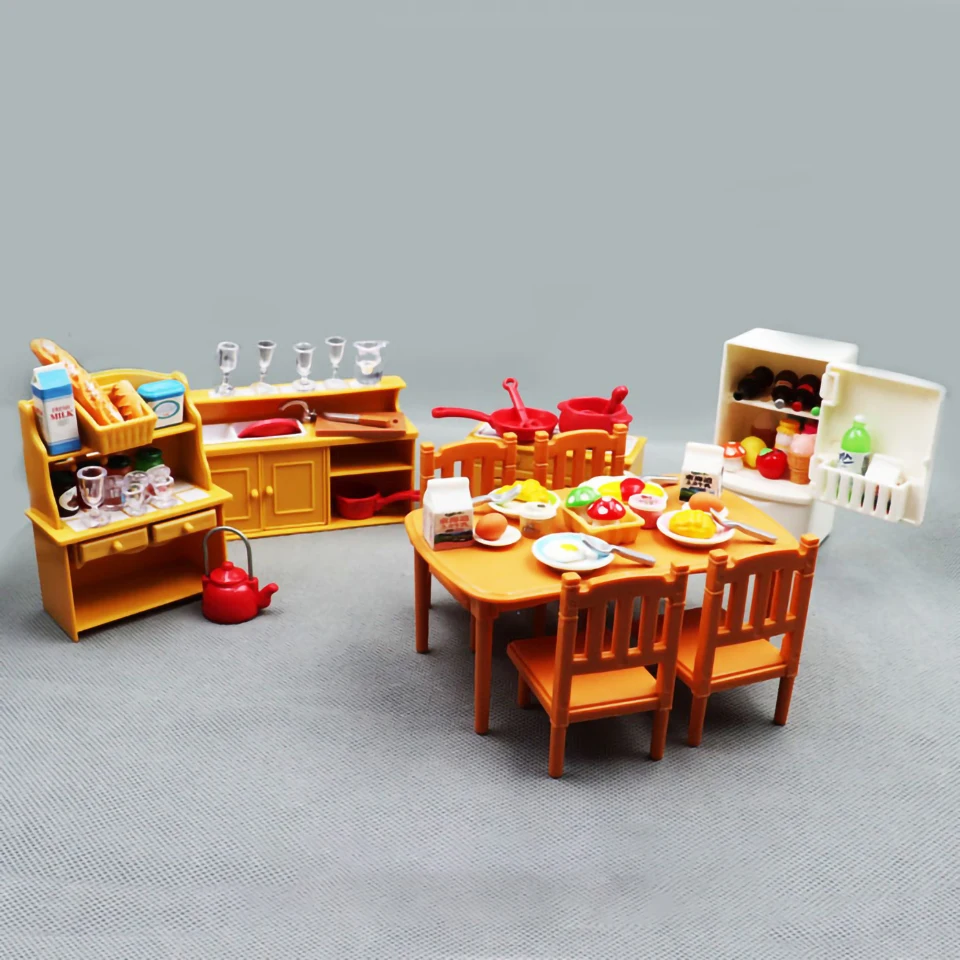 Kitchen Cookware Set Toys 1/12 Montessori Dollhouse Miniature Furniture Food Accessories Reindeer Mystery Box For Christmas Gift doll house toys dollhouse furniture set
