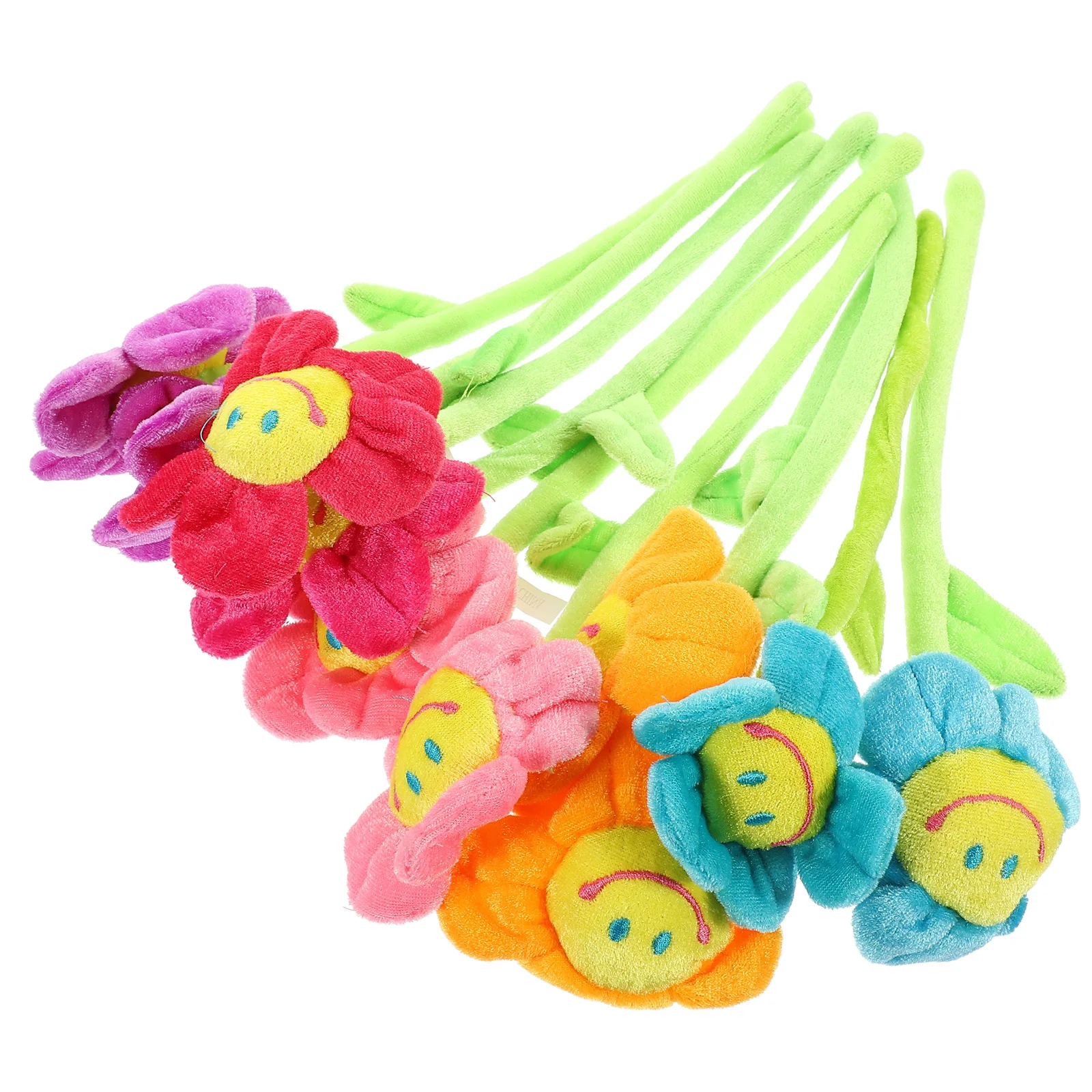 

Plush Flowers , 32cm Long Bendable Stems Assorted Colors Happy Smiles Sunflowers Gift for Boys and grils
