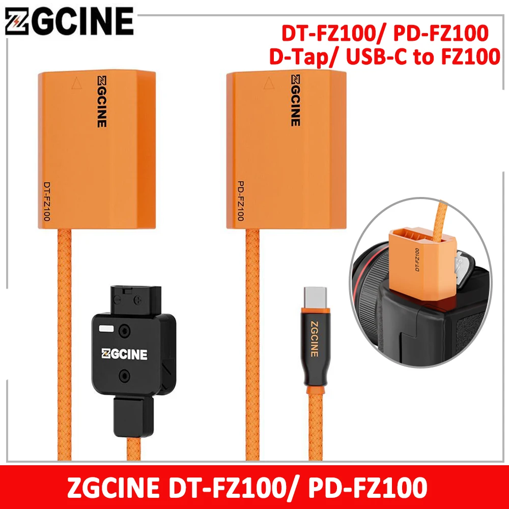 ZGCINE DT-FZ100/ PD-FZ100 D-Tap/ USB-C to FZ100 Dummy Battery Cable (braided wire）