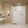 Shower Door, 56-60 in. Wide,Clear Tempered Glass and Seal with Handle and Stainless Steel Hardware,Frameless Sliding Shower Door 1