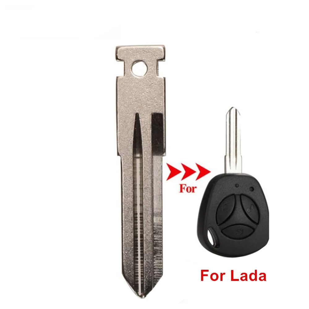 KEYCHANNEL 5/10pcs Original Car Key Blank Remote Blade Head Uncut Metal Blade for Lada Priora Kalina XE Replacement Blank