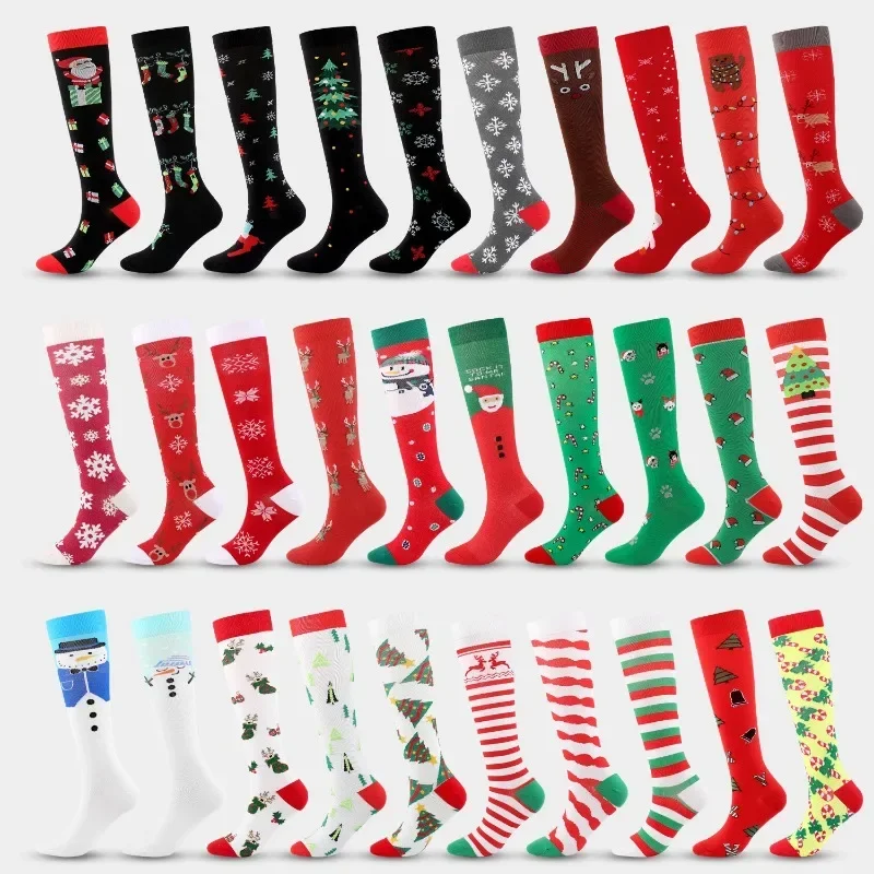 

2023 Christmas Socks Fun Christmas Santa Claus Tree Snowflake Elk Cotton Crew Happy Socks New Year Women's Men's Socks