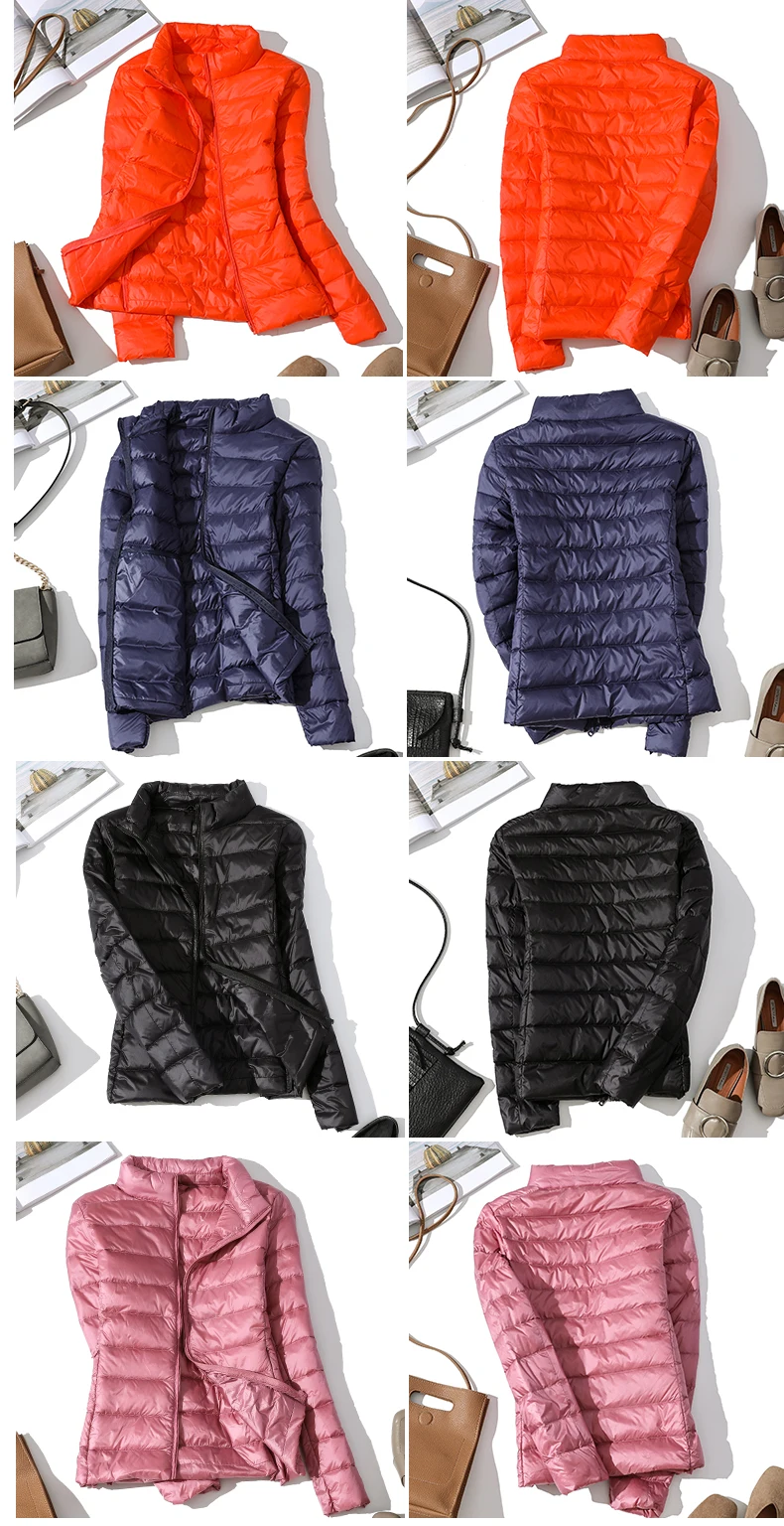 2023 New Autumn Winter Women Warm Jacket Thin Duck Down Coat Super Light Women Casual Stand Collar Down Coat