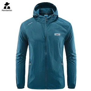 Summer New Men's windbreaker Casual Fashion Versatile Solid Color Hooded Coat Outdoor Windproof Waterproof Mountaineering Jacket