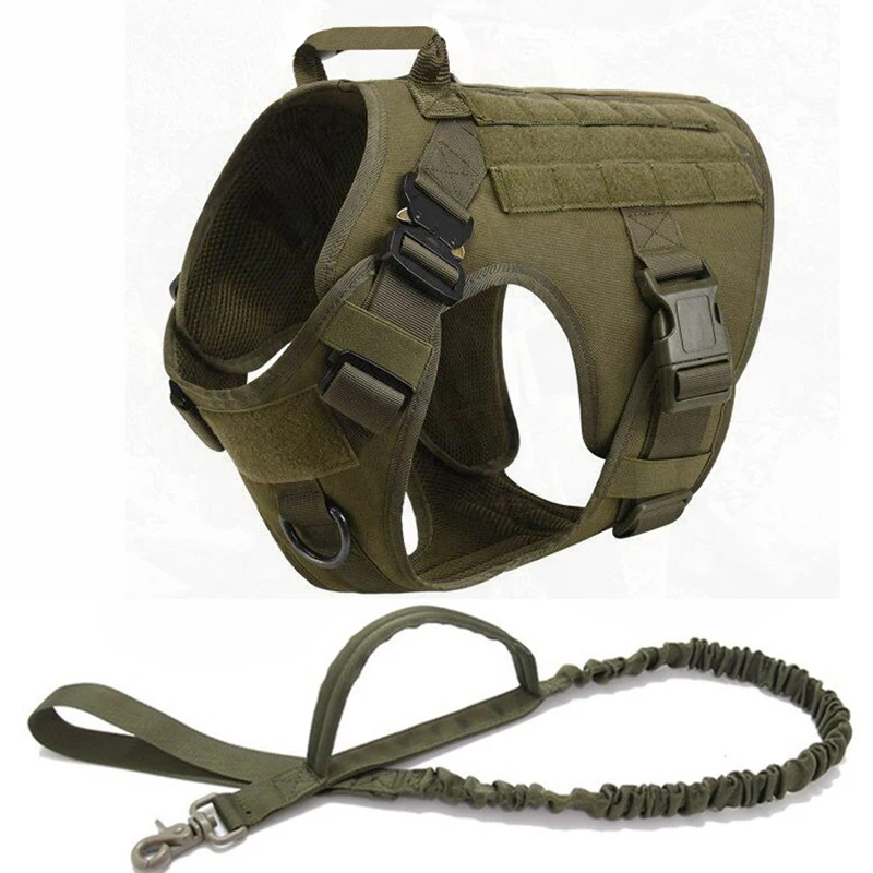 shock collar for dogs Tactical Dog Harness And Leash Set Metal Buckle Big Dog Vest K9 German Shepherd Durable Pet Harness For Large Dogs Training Dog Collars vintage Dog Collars