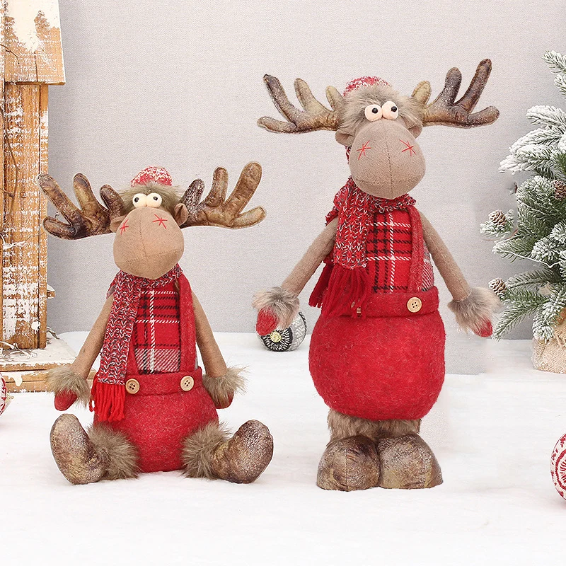Alce Peluche Di Natale 25 Cm - Renna Morbida Con Fiocco Rosso - Giocattolo Per Bambini E Decorazione