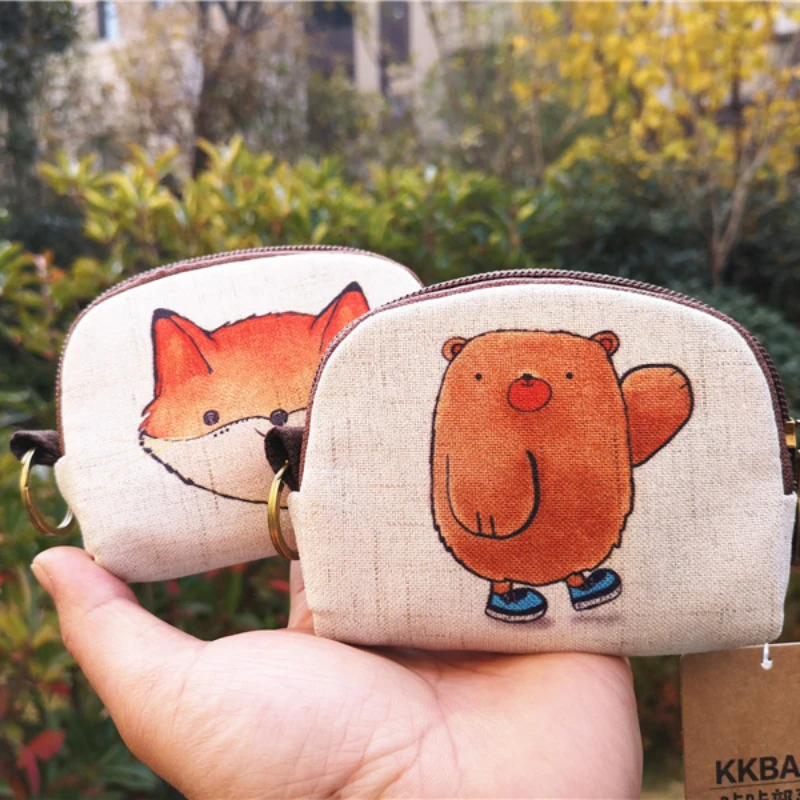 Coin Purses Korean Printed Mini Coin Wallet Bag Card Holder ID Credit Holder Pocket Women Girls Kids Cosmetic Bag