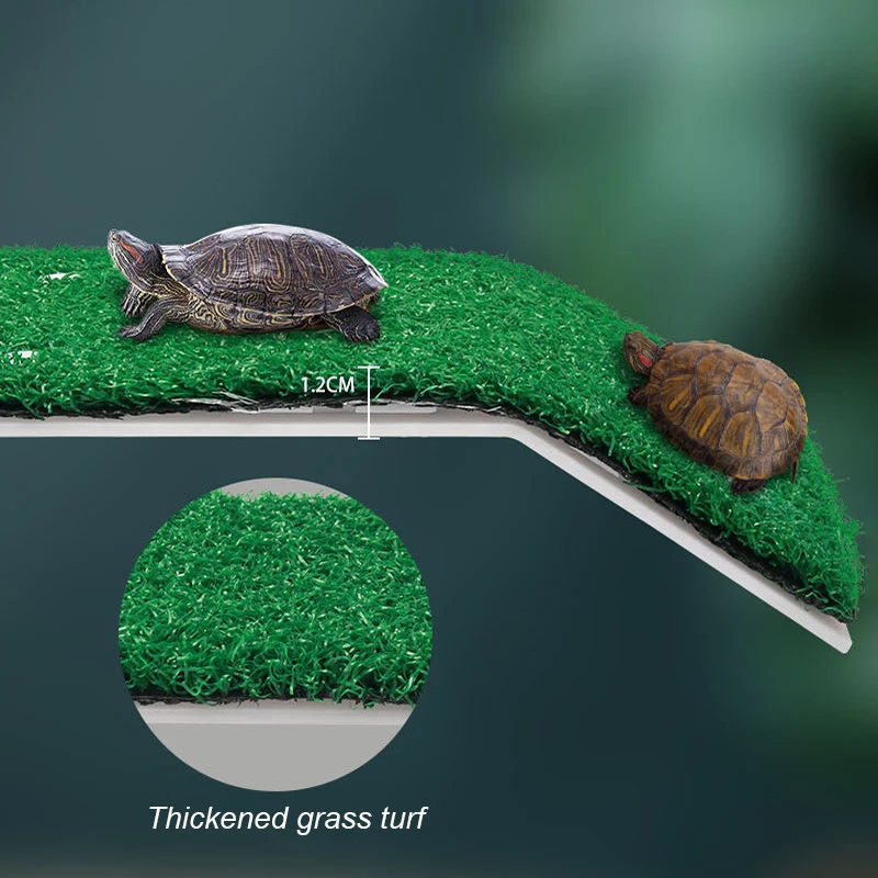 Large Turtle Basking Platform Habitat Simulation Lawn Ramp Dock Floating Island for Reptile Terrarium Aquarium Accessory
