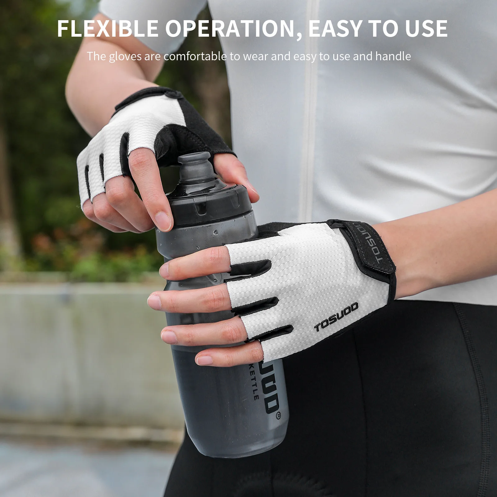 TOSUOD ST49ST-01 Half Finger Cycling Gloves Silicone Pad Adjustable - Image 4