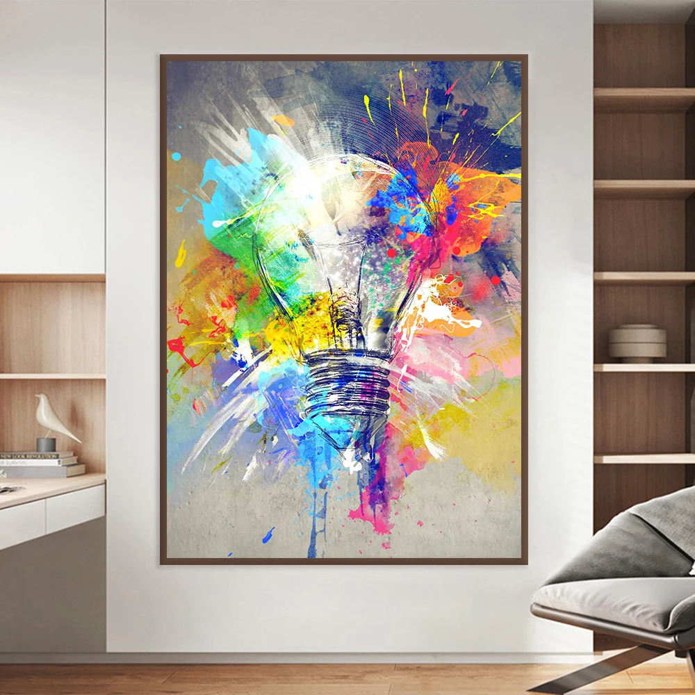 

Pop Art Graffiti Bulb Creative Light Wall Fashion Poster Modern Home Decoration Canvas Painting Mural Room Picture Print Artwork