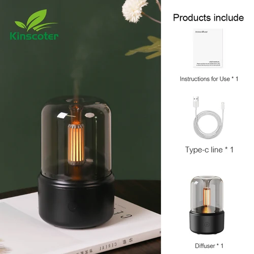KINSCOTER 휴대용 미니 아로마 디퓨저, USB 가습기, 에센셜 오일, 야간 조명, 콜드 미스트 메이커 분무기, 가정용 선물 7