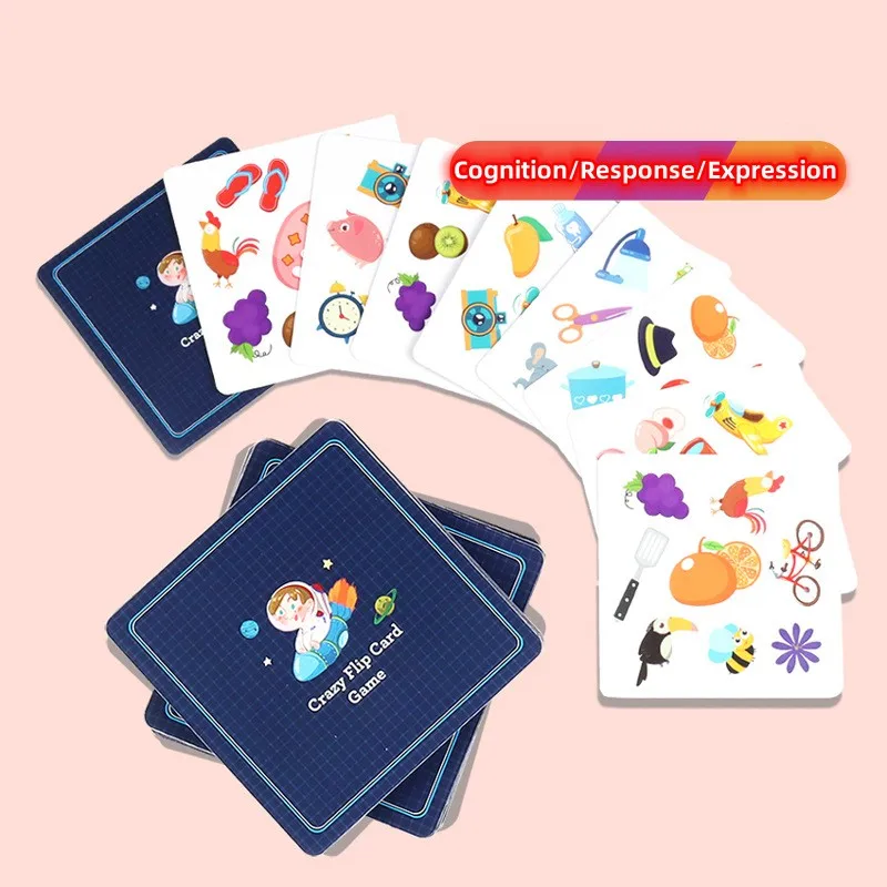 Children's Educational Logic Thinking Toy Crazy Flip Card Montessori Find Shape Animal Fruit Shadow Pairing Shape Puzzle Game 2