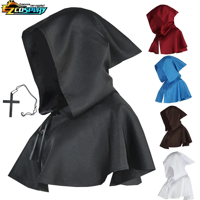 

Medieval Friar Hooded Robe Cowl Cloak Adult Grim Reaper short A God of Death Cloak Wizard Halloween Cosplay Costume