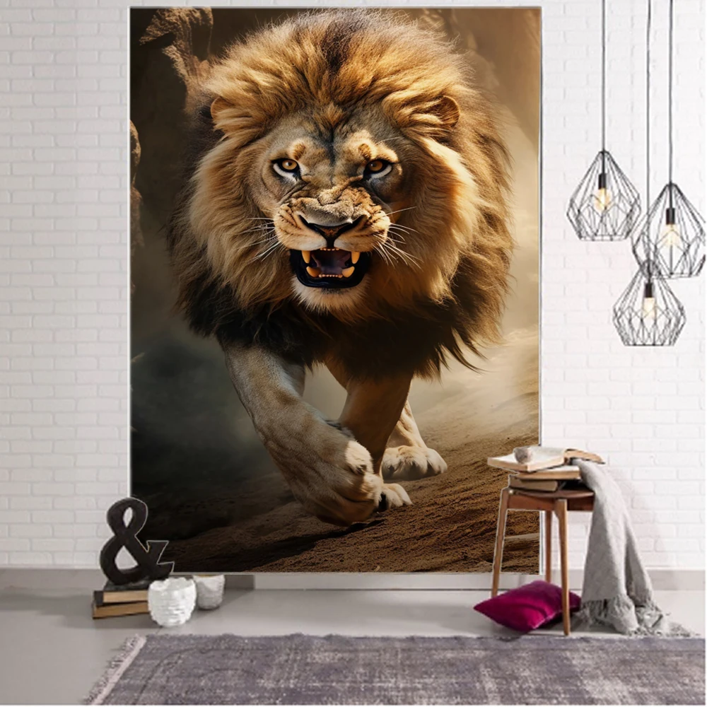 Fierce Tiger, Lion, Flower, Leopard, Shark Background Decoration tapestry, Fierce Animal Background Decoration tapestry