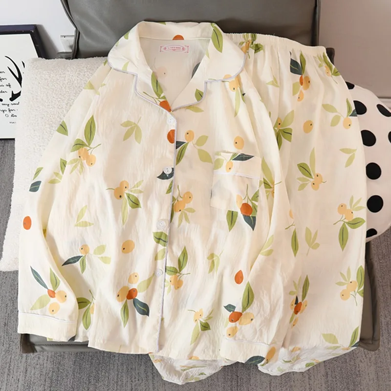 بذلة بيجامة نسائية قطنية ، ملابس منزلية للترفيه ،...