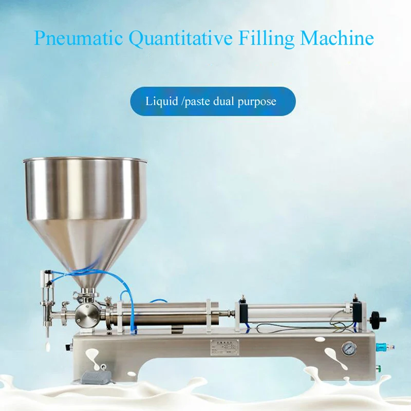 

Pneumatic Paste Body Filling Machine Volumetric Soft Drink Food Beverage Facial Cream Oil Water Juice Honey Liquid Filler