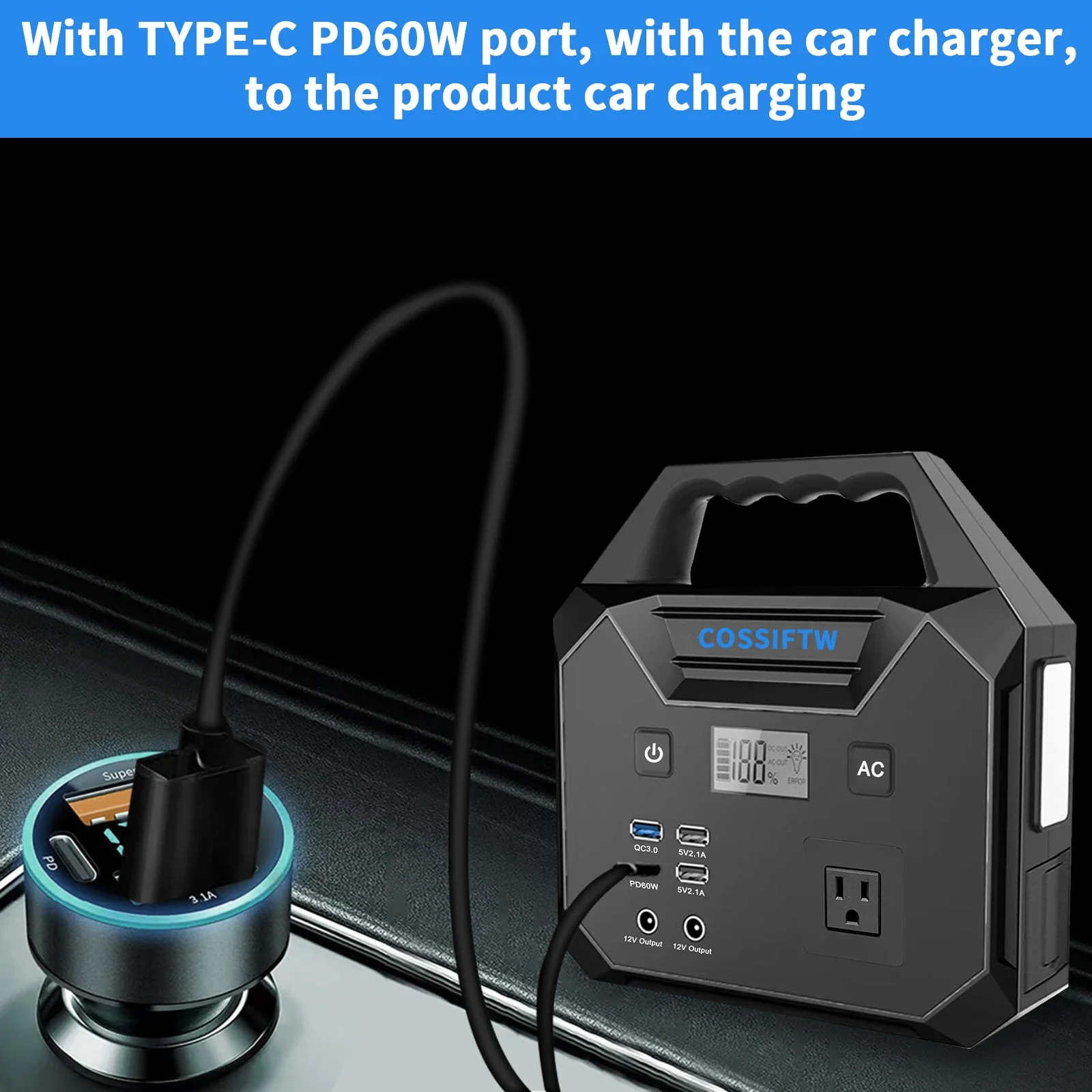 COSSIFTW Car Starter Battery Charger Jumper 10000A Peak 12V Jump Start Battery Pack for ALL Car Truck Portable Truck Jump Box