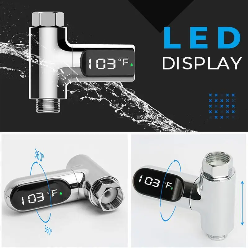 LED Display Shower Thermometer Fahrenheit Celsius Meter Showerhead  Temperature Gauge Self-Generating Water Temperature Monitor - AliExpress