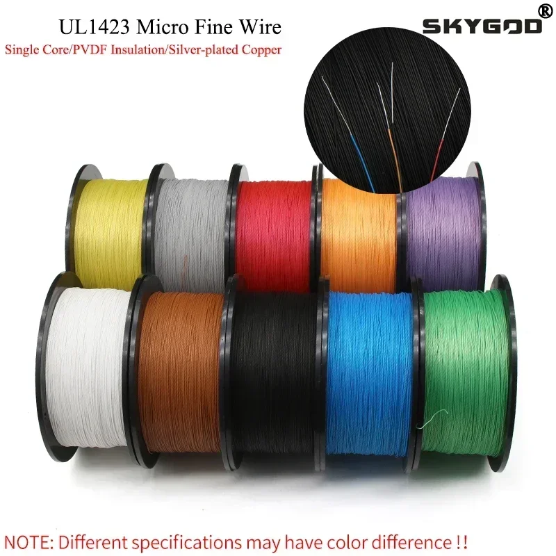

1 рулон провода UL1423 PTFE 38/36/34/30/28/26/24AWG изоляция PVDF посеребренный медный электронный одножильный микро тонкий кабель