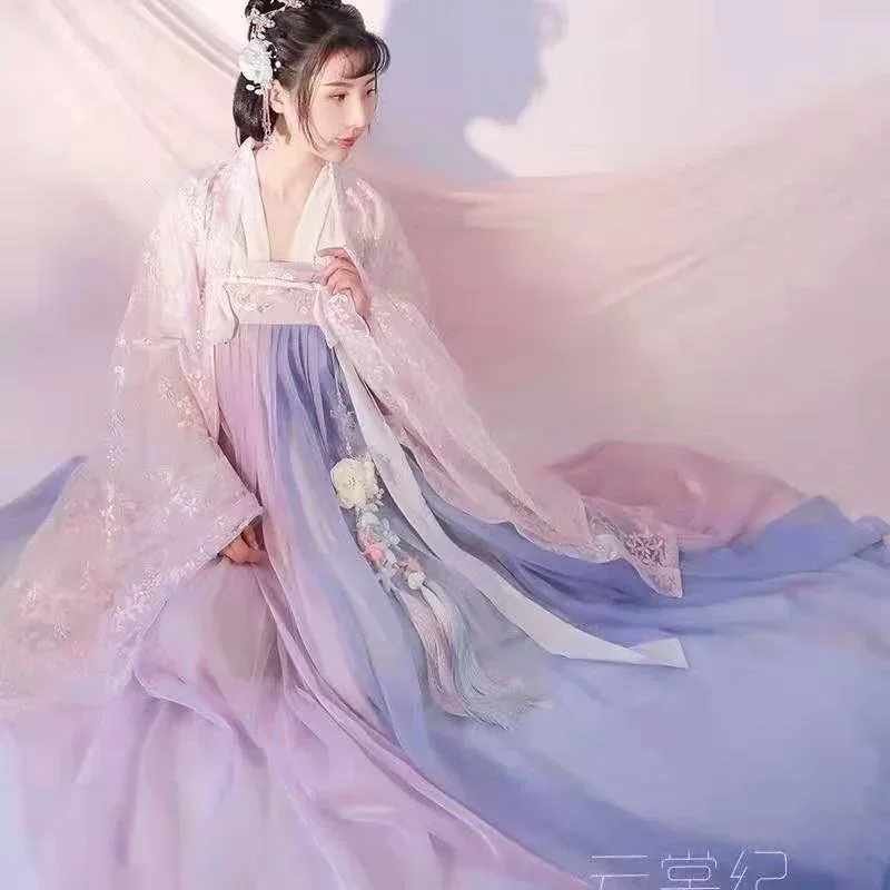 

Hanfu Female Chinese Style Ancient Costume Fairy Elegant Skirt Waist Super Fairy Retro Stage Performance Clothing Ancient