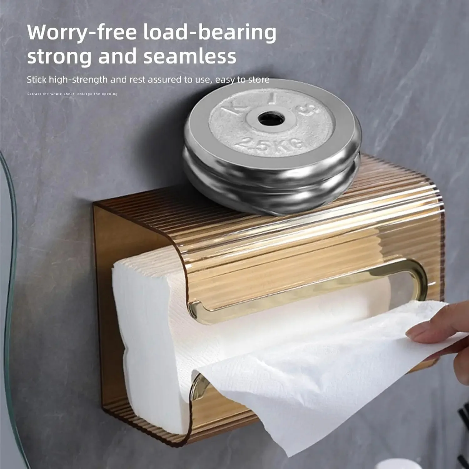 Acrylic Paper Towel Holder, Wall Mounted Paper Towel Dispenser, Adhesive Tissue Box  for Bathroom 5